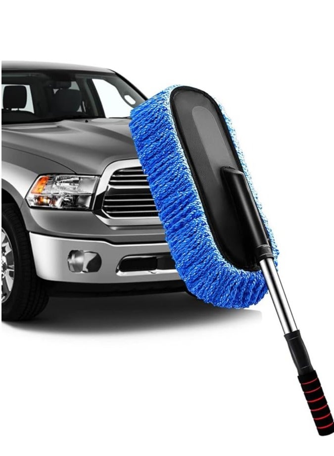 Car Duster, Extendable Long Handle Microfiber Car Duster Exterior Scratch Free Car Cleaning Tool, Car Dust Brush for Truck, Pickup, SUV, RV, Motorcycle, Boats and Home Cleaning (Blue) - Image 1