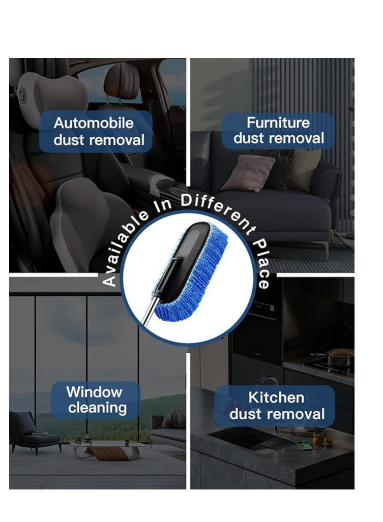 Car Duster, Extendable Long Handle Microfiber Car Duster Exterior Scratch Free Car Cleaning Tool, Car Dust Brush for Truck, Pickup, SUV, RV, Motorcycle, Boats and Home Cleaning (Blue) - Image 4