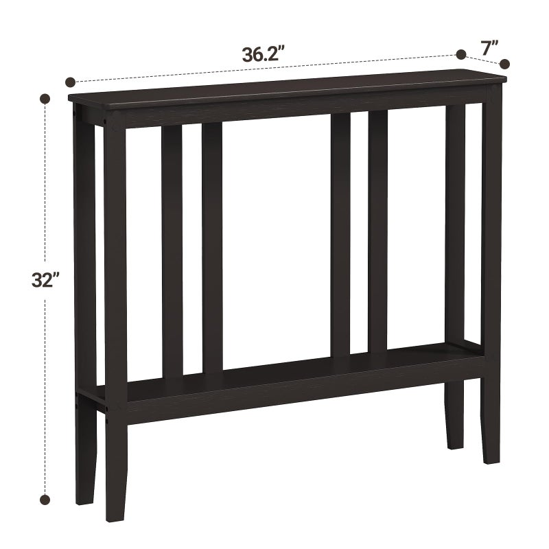 ELYKEN Bamboo Console Tables for Entryway, 36.2" Long 2 Tier Hallway Table Behind Couch, 7â€ Narrow Sofa Table for Entrance, Entry, Living Room, Brown - Image 3