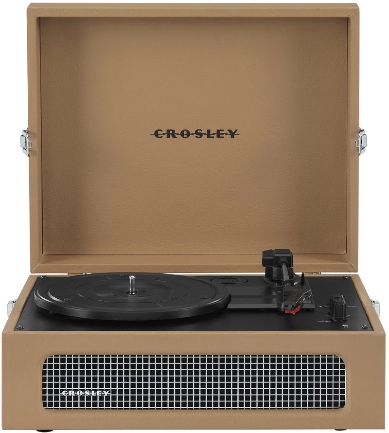 Crosley CR8017B-TA Voyager Vintage Portable Vinyl Record Player Turntable with Bluetooth in/Out and Built-in Speakers, Tan - Image 1