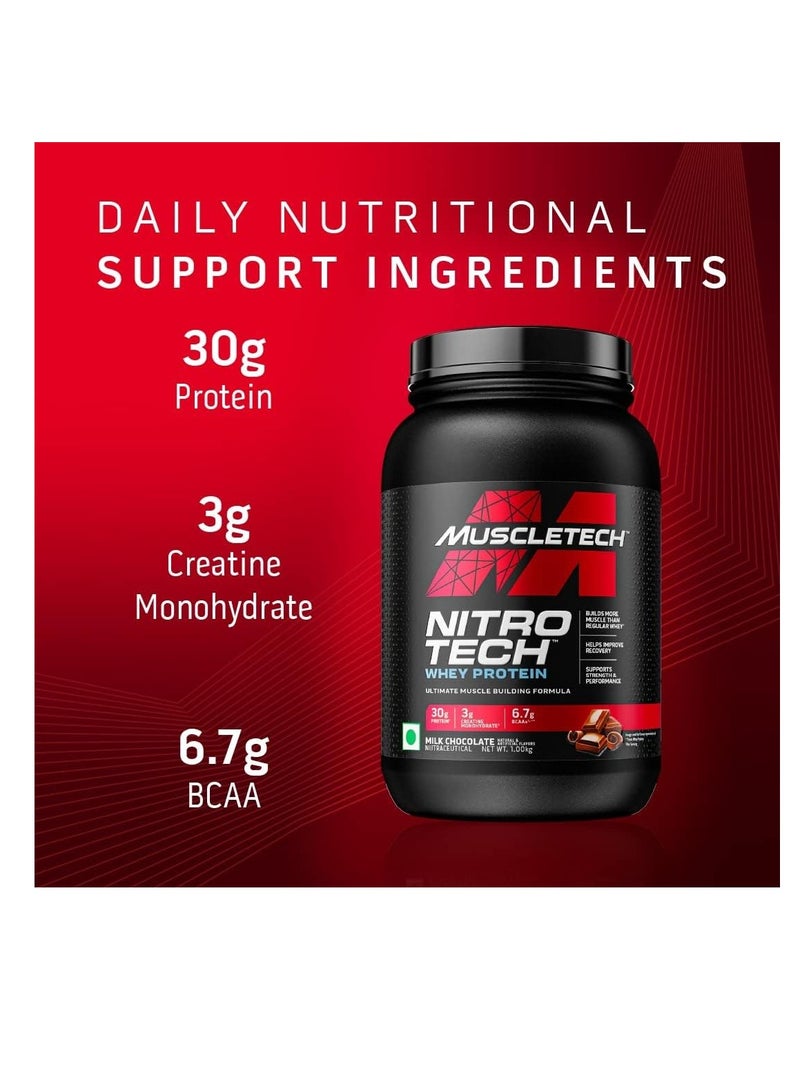 MuscleTech NitroTech Whey Protein Build 70% More Muscles Then Regular Whey Increase Strength and Performance Milk Chocolate 2.20 Lbs - Image 4