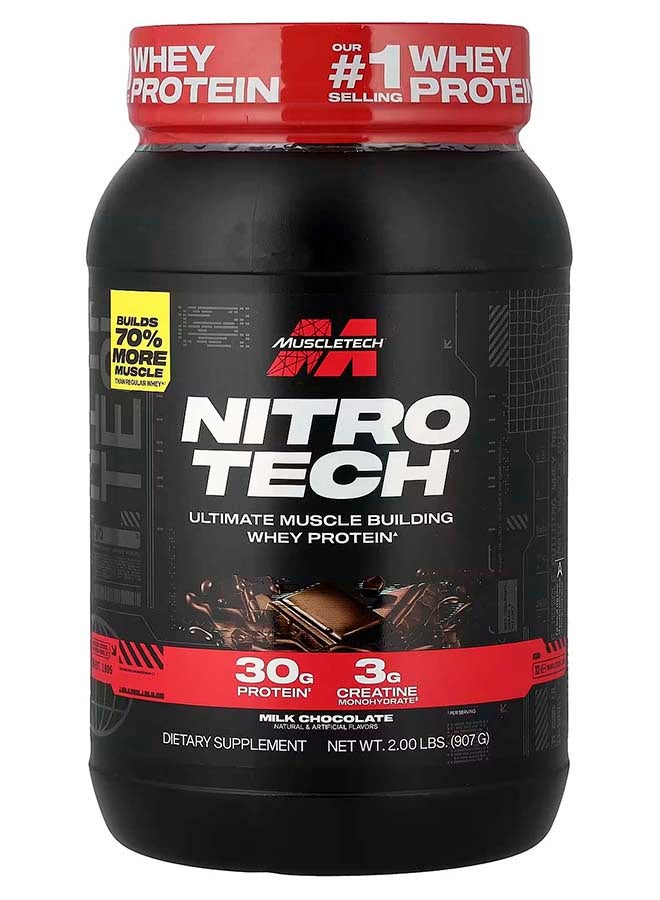 MuscleTech NitroTech Whey Protein Build 70% More Muscles Then Regular Whey Increase Strength and Performance Milk Chocolate 2.20 Lbs - Image 1