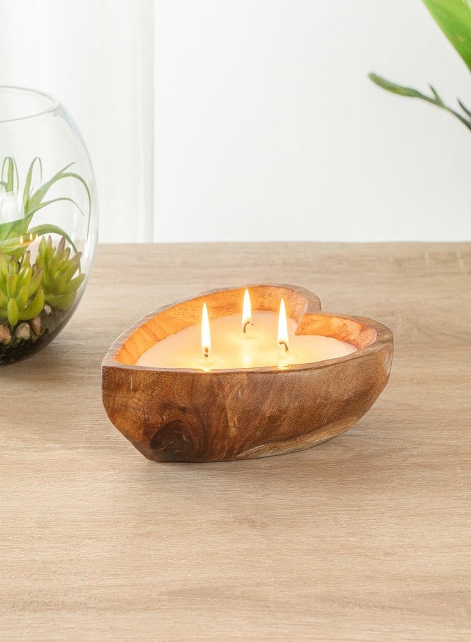 ريستورنت وير شمعة على شكل وعاء خشبي للمطاعم - عبوة من قطعة واحدة - 7.09 × 5.51 × 1.97 بوصة - شمعة عطرية من شمع الصويا - تصميم يدوي - ديكور منزلي على شكل قلب بني - Image 3
