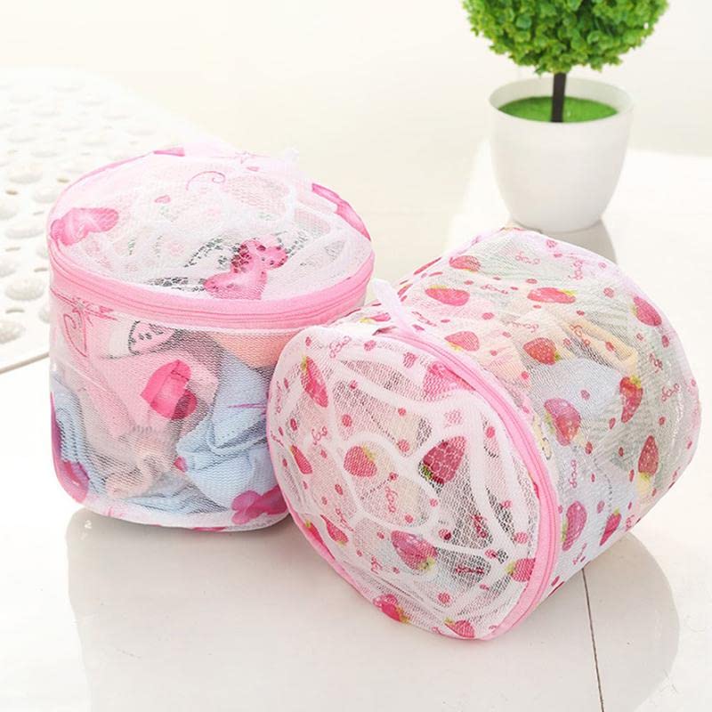 Luxula Luxula Round Laundry Pouch Multi Design Washing Machine Circular Shape Travel Storage Organize Bag Bra WasherSocksUnderwearLingerie Reusable Mesh Pink 1PCS  - Image 1
