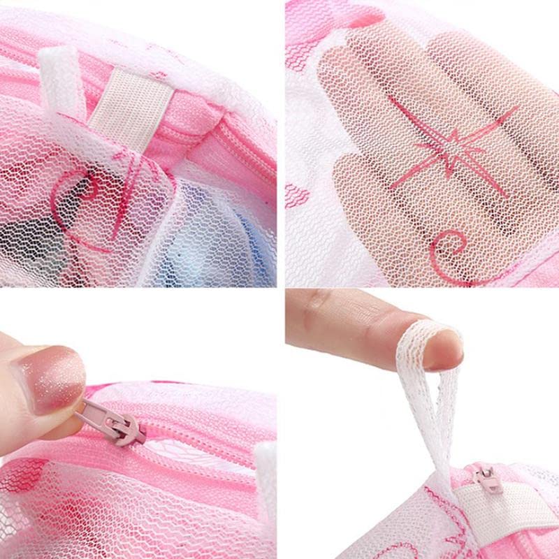 Luxula Luxula Round Laundry Pouch Multi Design Washing Machine Circular Shape Travel Storage Organize Bag Bra WasherSocksUnderwearLingerie Reusable Mesh Pink 1PCS  - Image 5