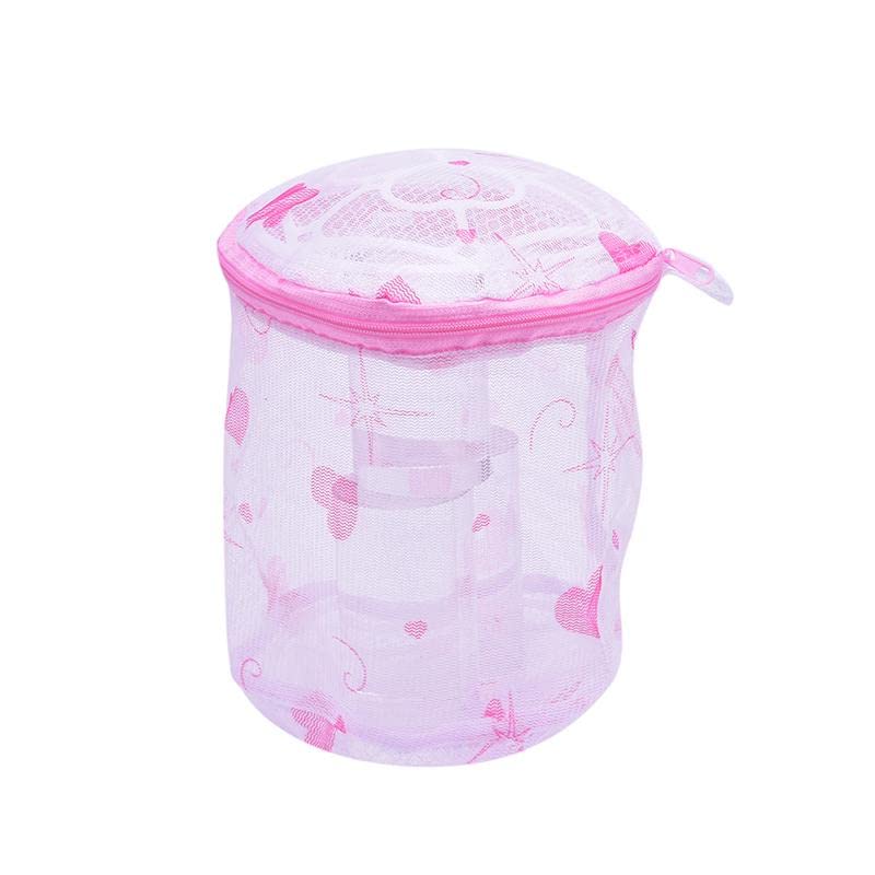 Luxula Luxula Round Laundry Pouch Multi Design Washing Machine Circular Shape Travel Storage Organize Bag Bra WasherSocksUnderwearLingerie Reusable Mesh Pink 1PCS  - Image 4