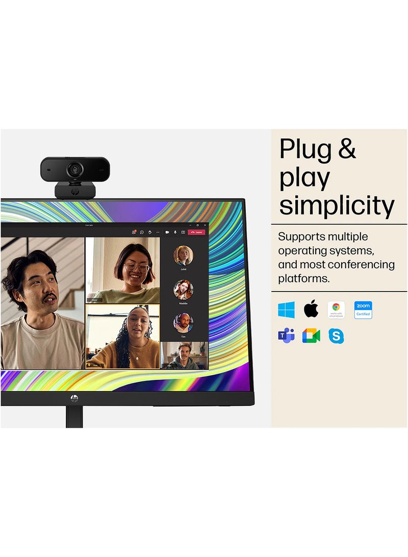 HP كاميرا ويب 430 FHD – تعمل مع زووم، كروم وميكروسوفت تيمز - Image 2