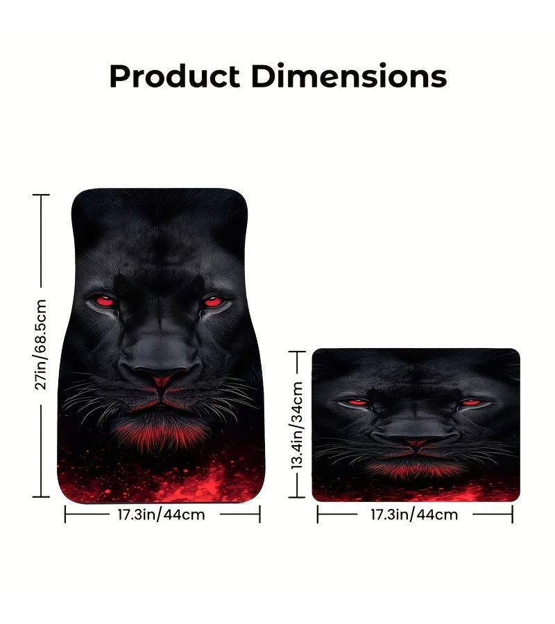 Car Floor Mats 4pcs Black Panther Pattern Sleek Dark With Red Eyes Whiskers Design - Image 2