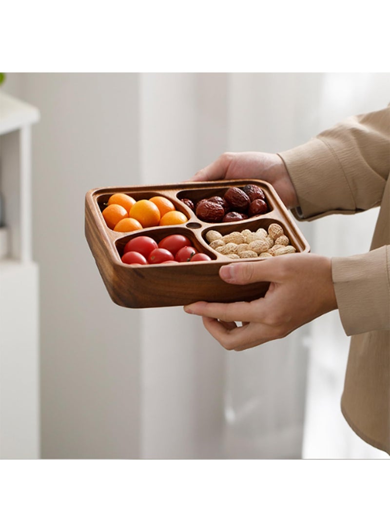Wooden Divided Serving Tray, 4 Compartments, Snack and Fruit Storage Box, 20 cm x 20 cm - Image 4