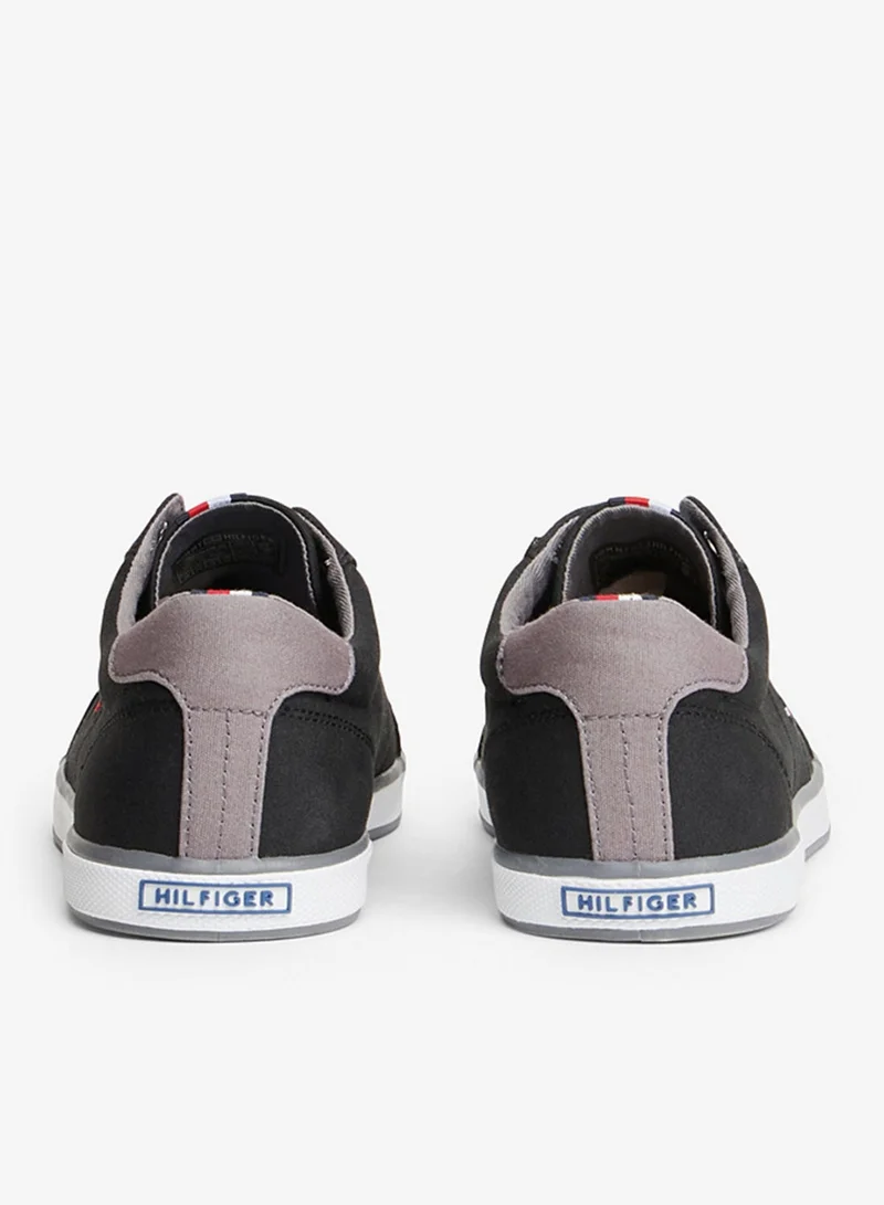 TOMMY HILFIGER Black Canvas Lace Up Low Top Sneakers for Men | Best Price UAE
