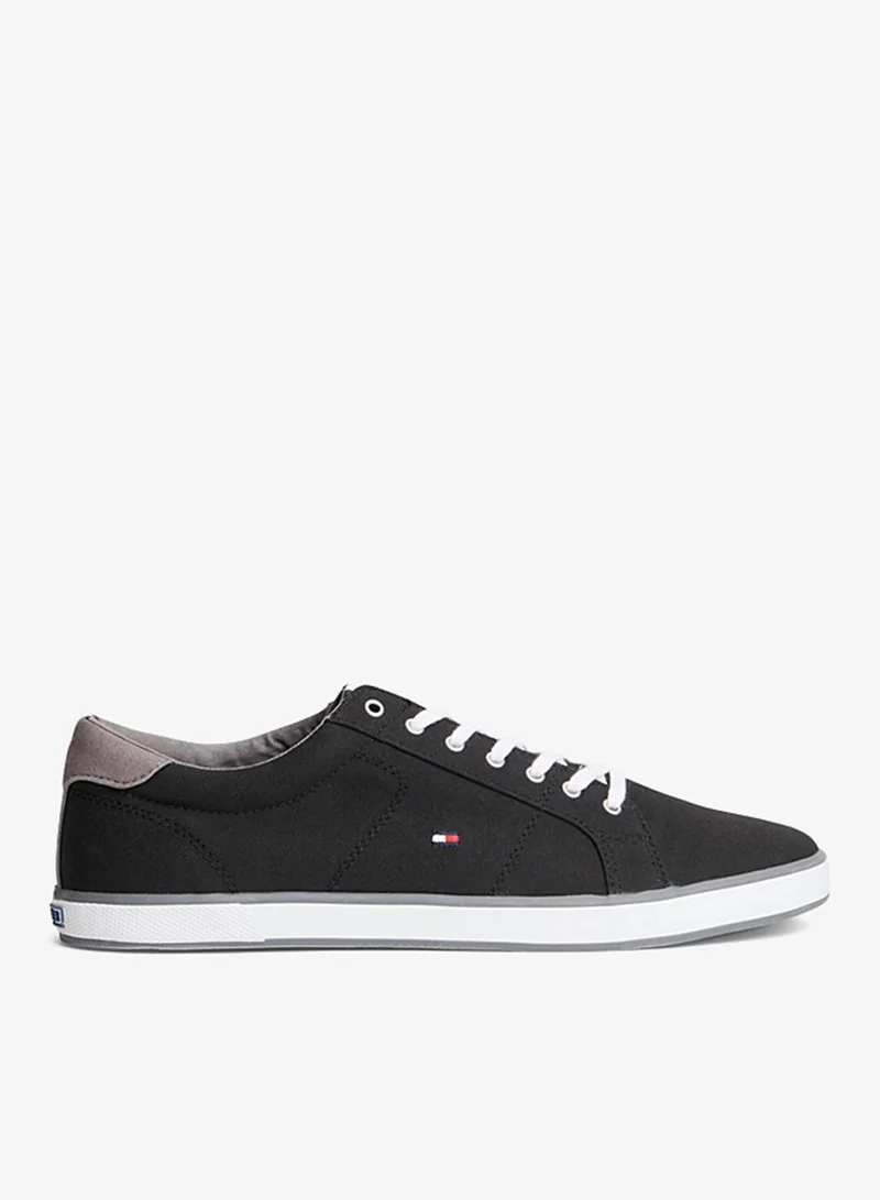TOMMY HILFIGER Black Canvas Lace Up Low Top Sneakers for Men | Best Price UAE
