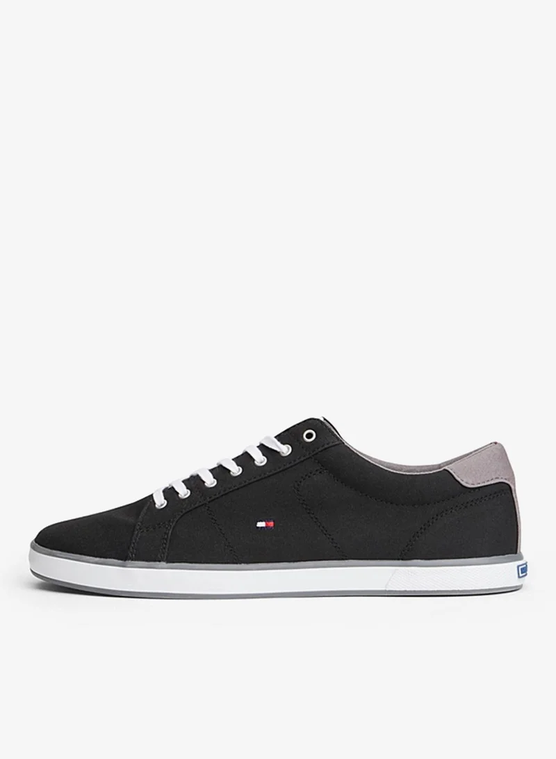 TOMMY HILFIGER Black Canvas Lace Up Low Top Sneakers for Men | Best Price UAE
