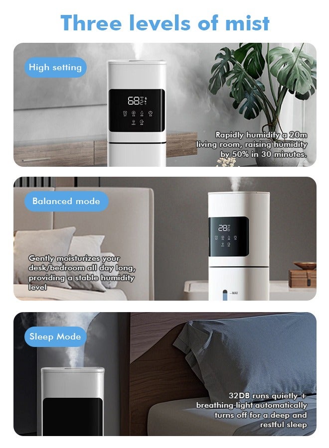ET-LIFE Humidifier for Bedroom Large Room, 8L Ultrasonic Humidifier Warm and Cool Mist Top Fill Last Up to 30H Large Humidifier with Remote, for Baby, Home, Office and Plant - Image 3