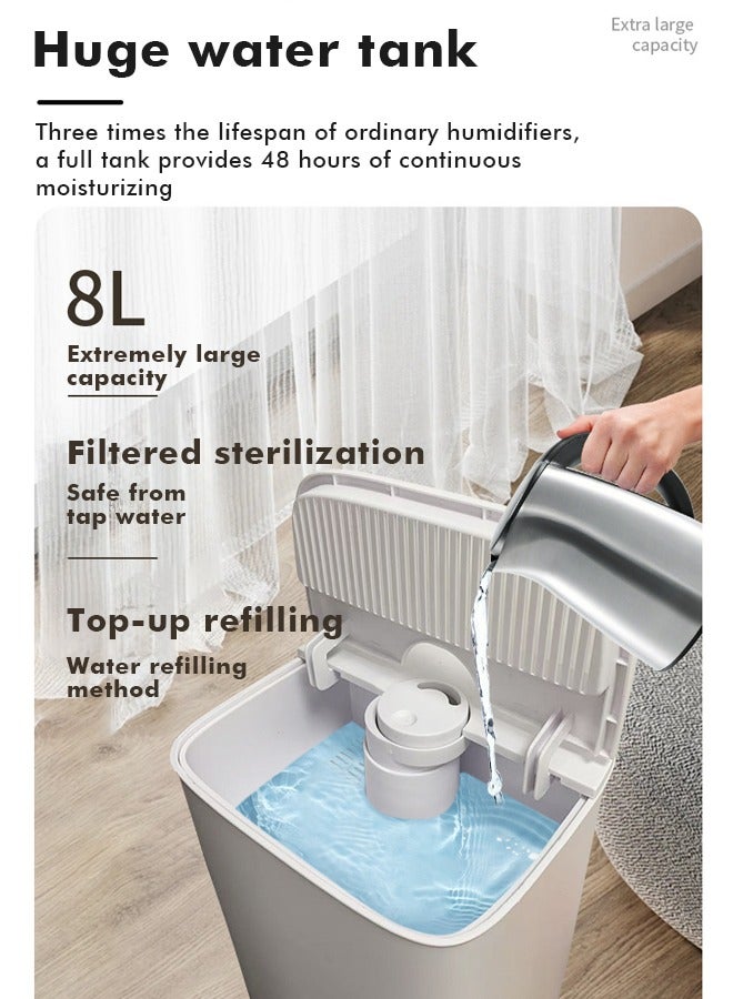ET-LIFE Humidifier for Bedroom Large Room, 8L Ultrasonic Humidifier Warm and Cool Mist Top Fill Last Up to 30H Large Humidifier with Remote, for Baby, Home, Office and Plant - Image 4