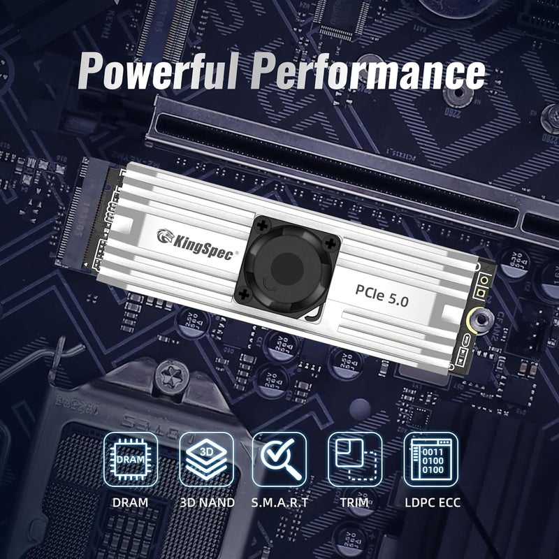 VP101 1TB PCIe 5.0 M.2 SSD - Up to 10000MB/s, M2 Gen 5 NVMe SSD with Heatsink and Fan, DirectStorage Enabled - Gaming, Photography, Video Editing, Design (1000GB) - Image 4