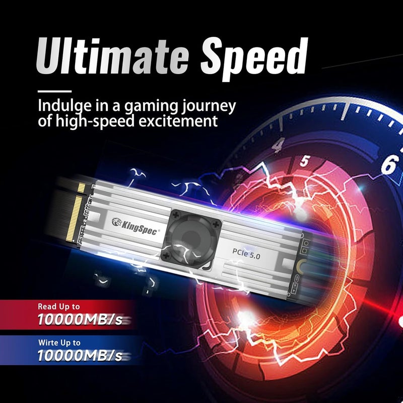 VP101 1TB PCIe 5.0 M.2 SSD - Up to 10000MB/s, M2 Gen 5 NVMe SSD with Heatsink and Fan, DirectStorage Enabled - Gaming, Photography, Video Editing, Design (1000GB) - Image 2