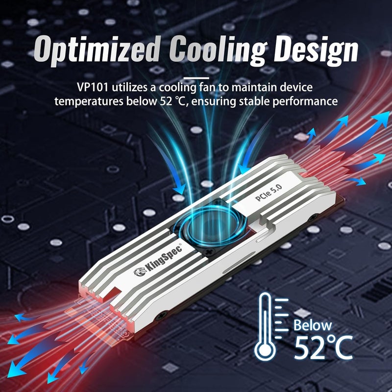VP101 1TB PCIe 5.0 M.2 SSD - Up to 10000MB/s, M2 Gen 5 NVMe SSD with Heatsink and Fan, DirectStorage Enabled - Gaming, Photography, Video Editing, Design (1000GB) - Image 3