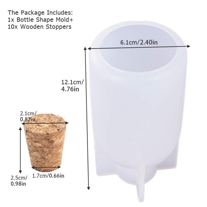 Wehous Lamp Shade Resin Mold with 10PCS Wooden Stoppers Creative Bottle Shape Silicone Molds for Epoxy Resin Casting Candle Soap Making Flower Specimen Home Party Decor Gift Art Craft Supplies - Image 2