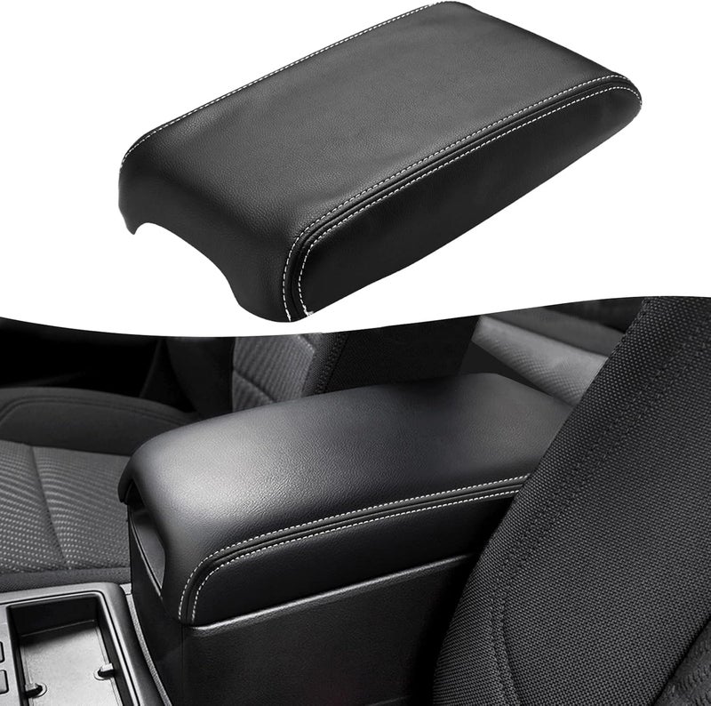 KBH غطاء مسند ذراع الكونسول البديل من KBH Auto Center لتويوتا كامري 2012 2013 2014 2015 2016 2017، تشذيب جلد فينيل، غطاء مسند ذراع السيارة البديل، خياطة أسود-رمادي (بدون غطاء) - Image 1