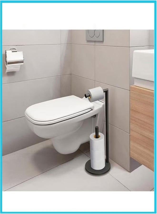 HOMESTAR Free Standing Toilet Paper Holder Stand,Tissue Roll Holder, Stainless Steel Stand,Rustproof Storage -Floor Dispenser Storage(Black)  - Image 5