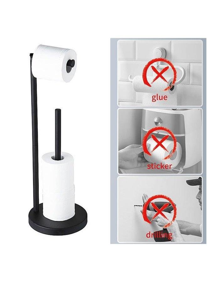 HOMESTAR Free Standing Toilet Paper Holder Stand,Tissue Roll Holder, Stainless Steel Stand,Rustproof Storage -Floor Dispenser Storage(Black)  - Image 4
