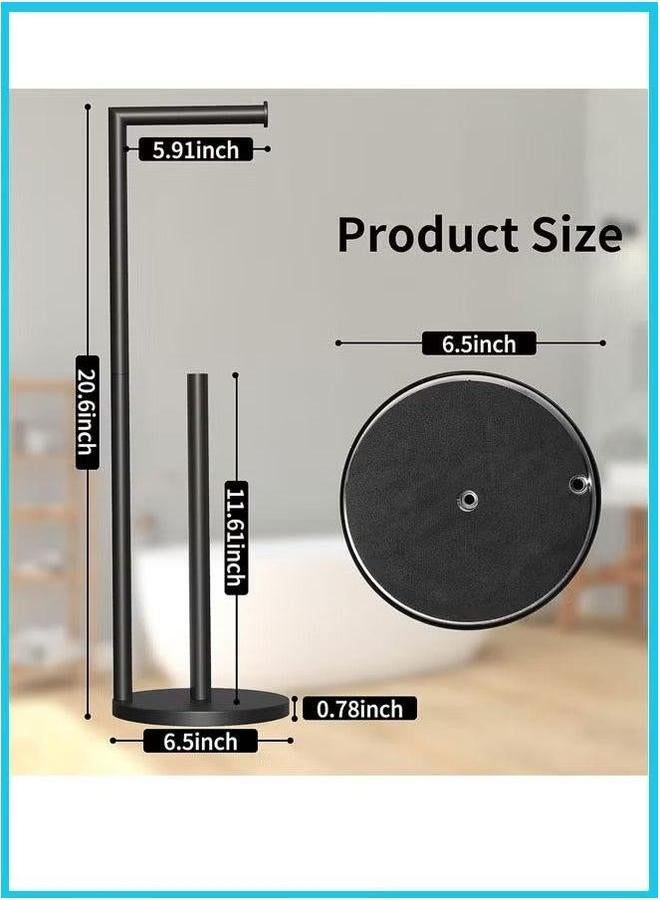 HOMESTAR Free Standing Toilet Paper Holder Stand,Tissue Roll Holder, Stainless Steel Stand,Rustproof Storage -Floor Dispenser Storage(Black)  - Image 2