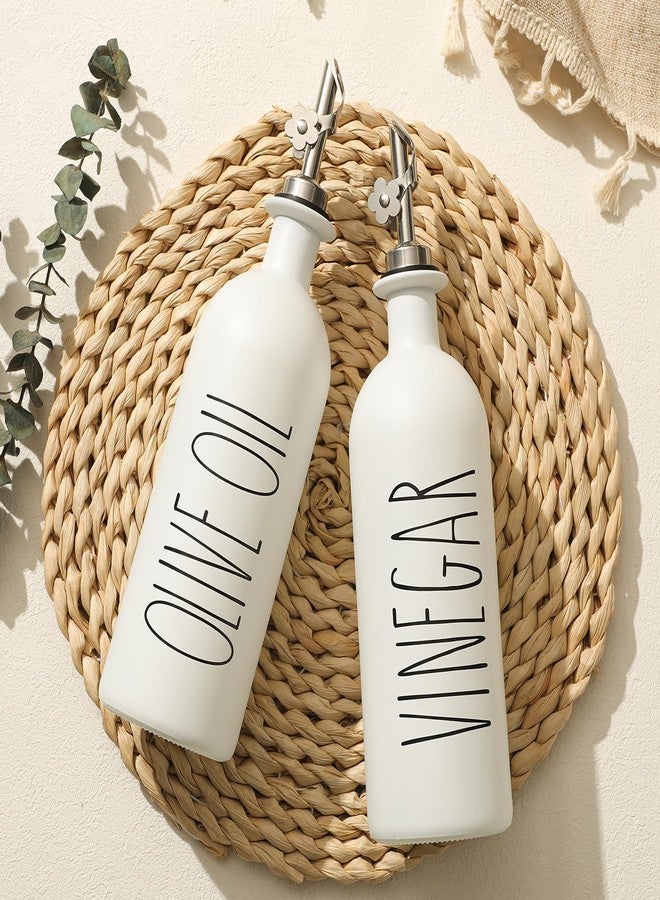 HOMCDALY 16oz Olive Oil Dispenser Bottles for Kitchen, White Oil and Vinegar Dispenser Set, Two Olive Oil Bottles with Bamboo Tray | Set of 2 (16oz-P-White) - Image 5