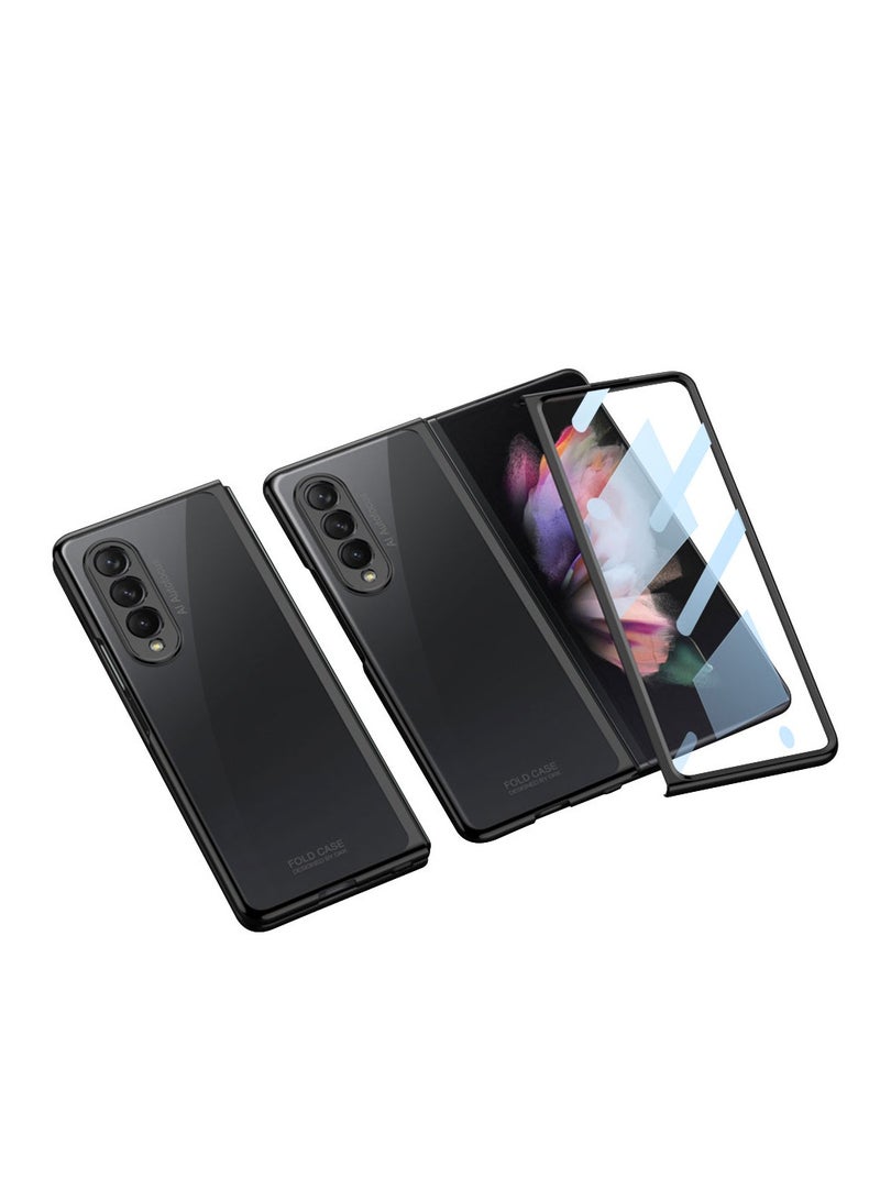 LEEKA Z Fold 3 Case Slim Flip Full Case Anti-knock Plastic Matte Hard Cover with Screen Tempered Glass For Samsung Galaxy Z Fold 3 - Image 1