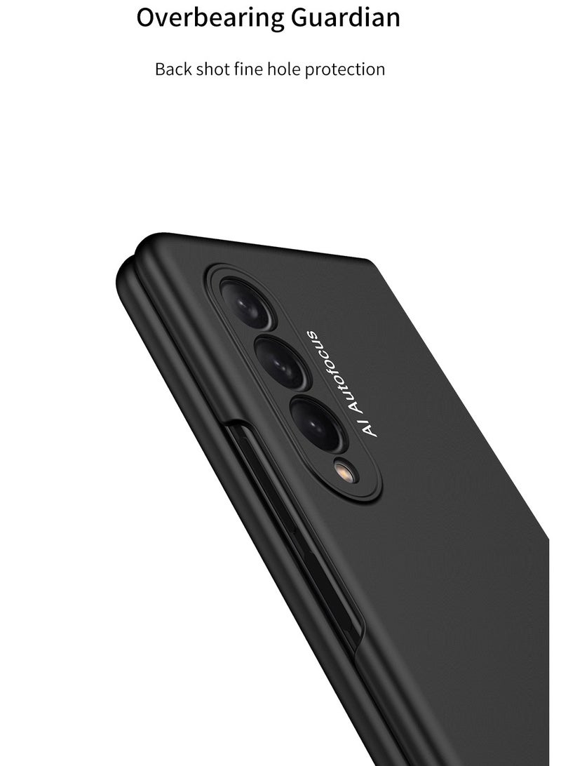 LEEKA Z Fold 3 Case Slim Flip Full Case Anti-knock Plastic Matte Hard Cover with Screen Tempered Glass For Samsung Galaxy Z Fold 3 - Image 5