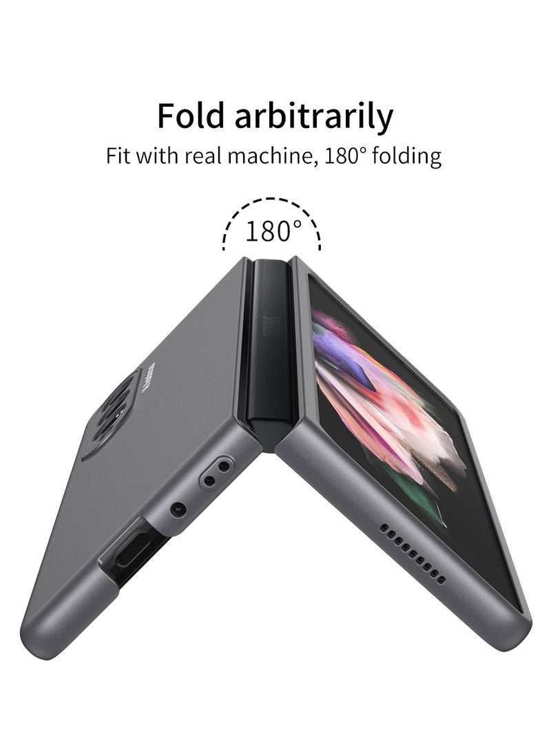 LEEKA Z Fold 3 Case Slim Flip Full Case Anti-knock Plastic Matte Hard Cover with Screen Tempered Glass For Samsung Galaxy Z Fold 3 - Image 4