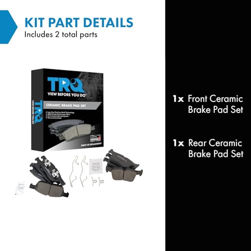 TRQ Brake Pads Ceramic Compatible with 2015-2020 Ford Edge 2017-2019 Fusion 2017-2020 Lincoln Continental 2016-2018 MKX 2019-2020 Nautilus - Image 2