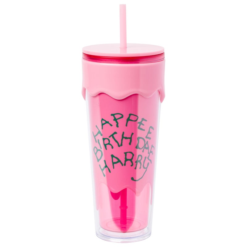 Silver Buffalo Harry Potter Happy Birthday Happee Birthdae Harry Handwritten Frosting Glaze Cake 3D Sculpted Drip Tumbler, 26 Ounces - Image 3