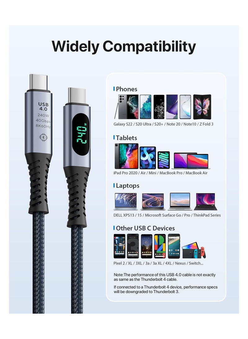 Barakah USB 4 Cable with LED Indicator, (3.3ft) USB C Charging Cable, Supports 8K Video,Max 40Gbps Data Transfer USB 4 Cable Universal USB C Cable Compatible with lPhone 15,MacBook,Thunderbolt 3,Monitor - Image 2