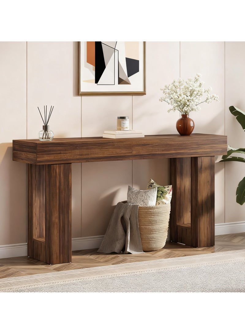 Chulovs 160cm - Long Console Table, Wooden Rectangular Sofa Table for Behind the Couch, Farmhouse - Style Entryway Table Suited for Entrances, Hallways, and Living Rooms (wood-2) - Image 1