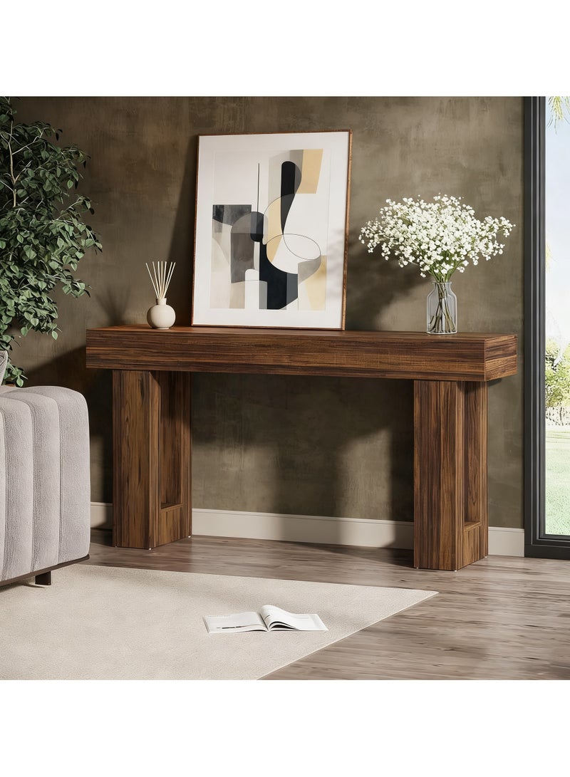 Chulovs 160cm - Long Console Table, Wooden Rectangular Sofa Table for Behind the Couch, Farmhouse - Style Entryway Table Suited for Entrances, Hallways, and Living Rooms (wood-2) - Image 3