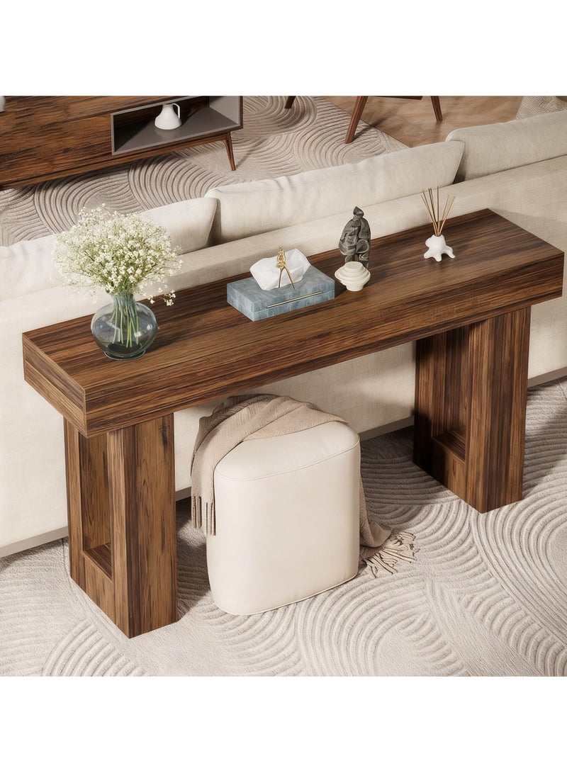 Chulovs 160cm - Long Console Table, Wooden Rectangular Sofa Table for Behind the Couch, Farmhouse - Style Entryway Table Suited for Entrances, Hallways, and Living Rooms (wood-2) - Image 5