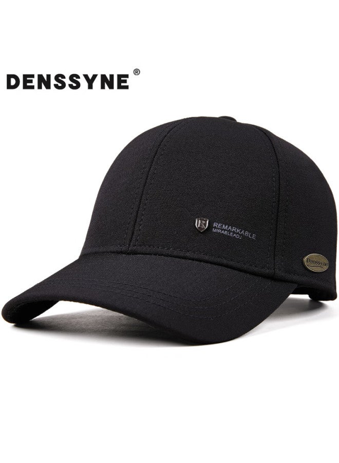 Denssyne Dexina Non-fading Baseball Cap For Men, Hard Brim, Lightweight Summer Style, Versatile Outdoor Sun Protection, Casual Black Visor Hat - Image 1