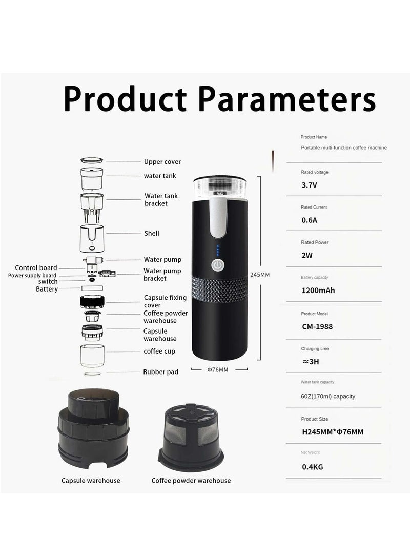 Arabest Portable Capsule Coffee Maker,Portable Espresso Maker,Capsule Coffee Machine for Office,Traveling,Backpacking Camping - Image 4