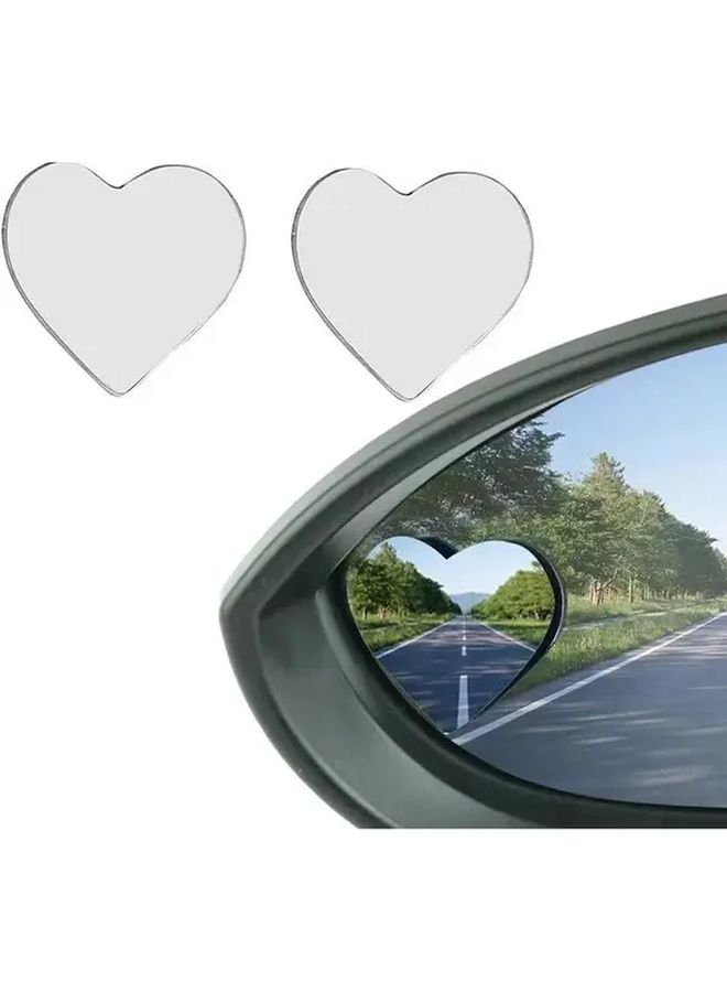 1 Pair Heart Shaped Car Rearview Mirrors Wide Angle Convex Design For All Vehicles Left Side Mounting Blind Spot Visibility Enhancement Durable Stylish Vehicle Safety Accessory - Image 2