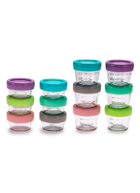 Pack Of 12 Glass Food Container, 6 X 4Oz And 6 X 2Oz