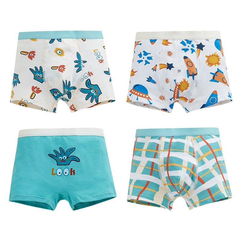 Cotton autumn and summer childrens boys baby cotton cartoon underwear shorts wholesale and retail do not clip PP shorts boxers 4 cotton-Wonderful World 2005 