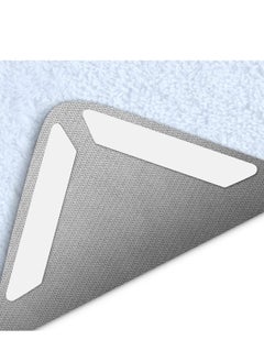 Anti-Slip Rug Gripper, 8 Pcs Double Sided Reusable Washable Removable Anti Curling Corner Rug Pad, Anti-Skid Adhesive Carpet Rug Mat Tape for Hardwood Floors and Tile