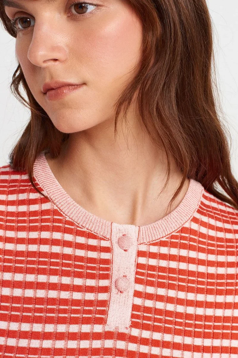 Dilvin Multicolor DILVIN Striped Ribbed Button-Front Blouse for Women | Best Price UAE