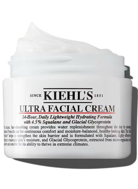 Kiehl's Ultra Facial Cream Clear 125ml | Oil-Free Hydrating Moisturizer for All Skin Types | Lightweight, Non-Greasy Formula with Squalane & Vitamin E