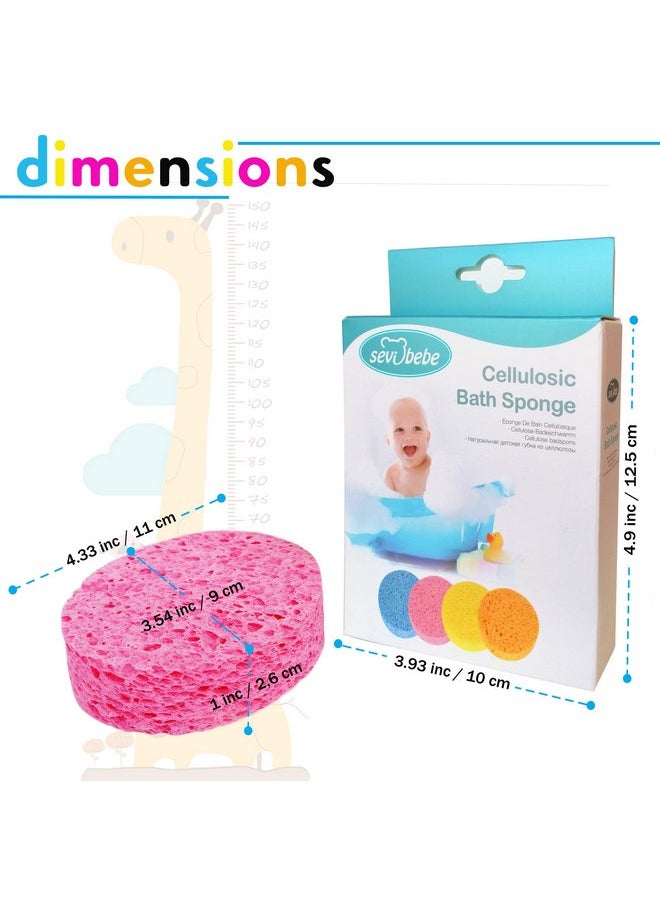 Sevi Baby - Sevi Baby Cellulose Bath Sponge,100% All Natural Pure Baby Bath Sponge, Biodegradable, Hypoallergenic, Soft & Absorbent Sponge For Baby's Skin, Made in Turkey (Pink) - Image 1