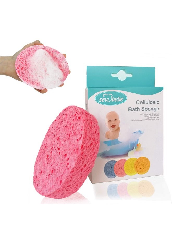 Sevi Baby - Sevi Baby Cellulose Bath Sponge,100% All Natural Pure Baby Bath Sponge, Biodegradable, Hypoallergenic, Soft & Absorbent Sponge For Baby's Skin, Made in Turkey (Pink) - Image 1