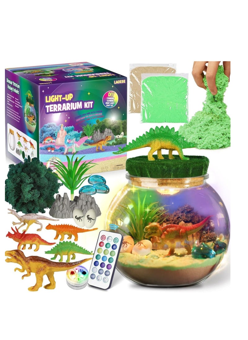 DMG TECH Dinosaur Terrarium Kit, Light Up Terrarium Kit Kids Crafts Toys,DIY Dino Arts and Crafts for Kids Ages 4 5 6 7 8-12 Years Old, Dinosaur Present for Boys Girls  - Image 1