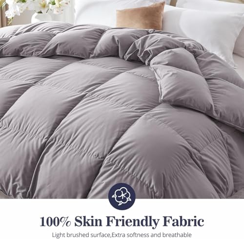 Globon Down Comforter California King Size，All Season Duvet Insert，Soft Noiseless Shell, Medium Weight with 8 Corner Tabs, Grey… - Image 5