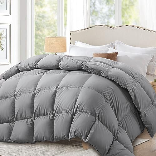 Globon Down Comforter California King Size，All Season Duvet Insert，Soft Noiseless Shell, Medium Weight with 8 Corner Tabs, Grey… - Image 1