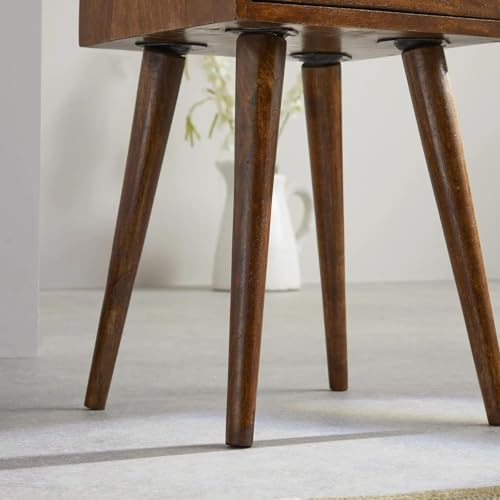 Streem Furniture Solid Wood Bedside Table: Designer Nightstand with 1 Drawer and 1 Shelf - End Table for Bedroom - Image 5